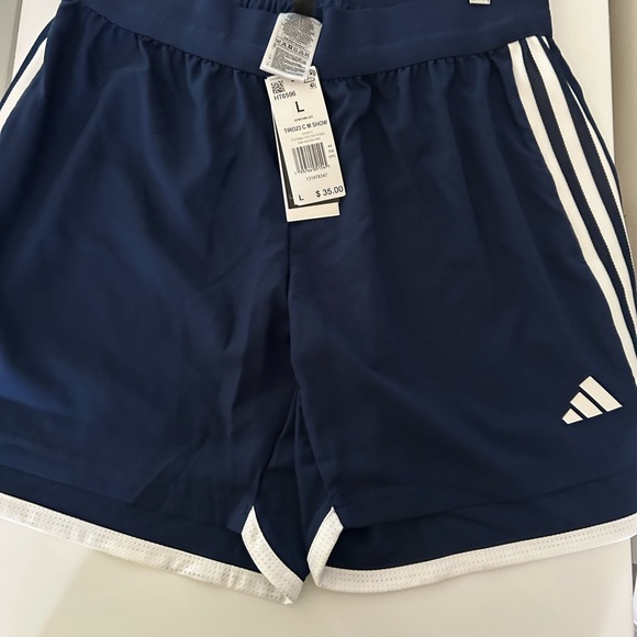 Adidas Blue and White Athletic Shorts with Elastic Waistband Large - Picture 7 of 8